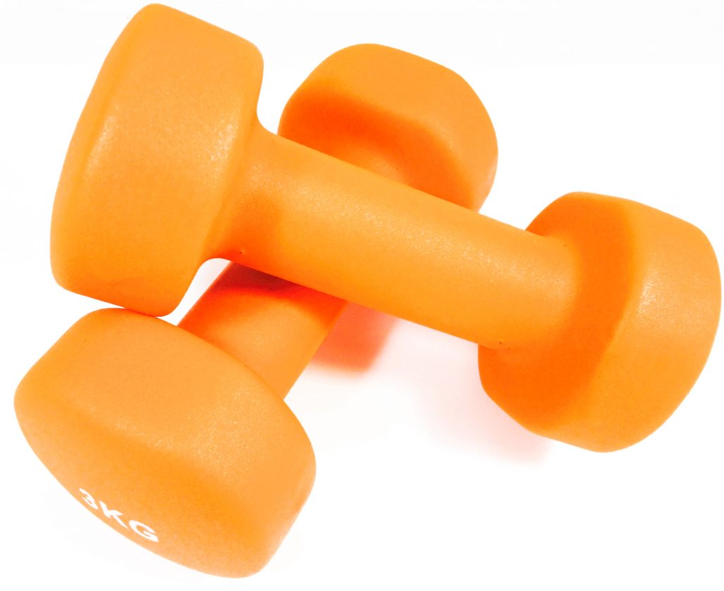 KG Physio 3KG Dumbbells Image shows the pair of dumbbells on top of each other.