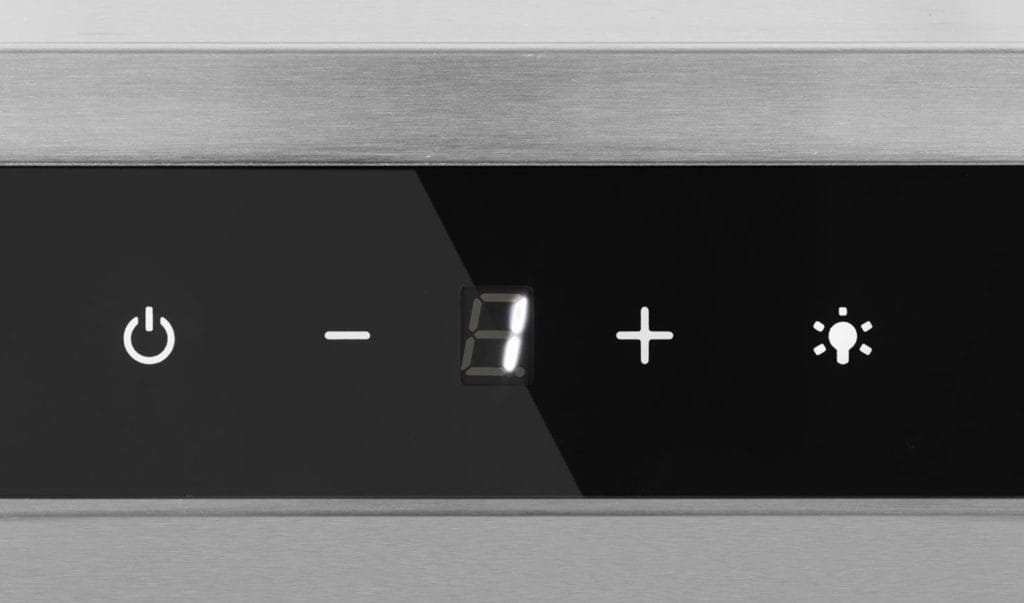 Image shows the control panel of the hood.