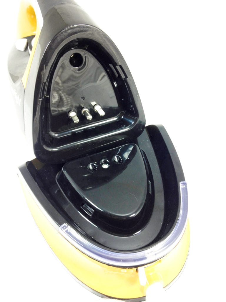 Image shows the charging system of the JML Phoenix Gold FreeFlight Cordless Iron.