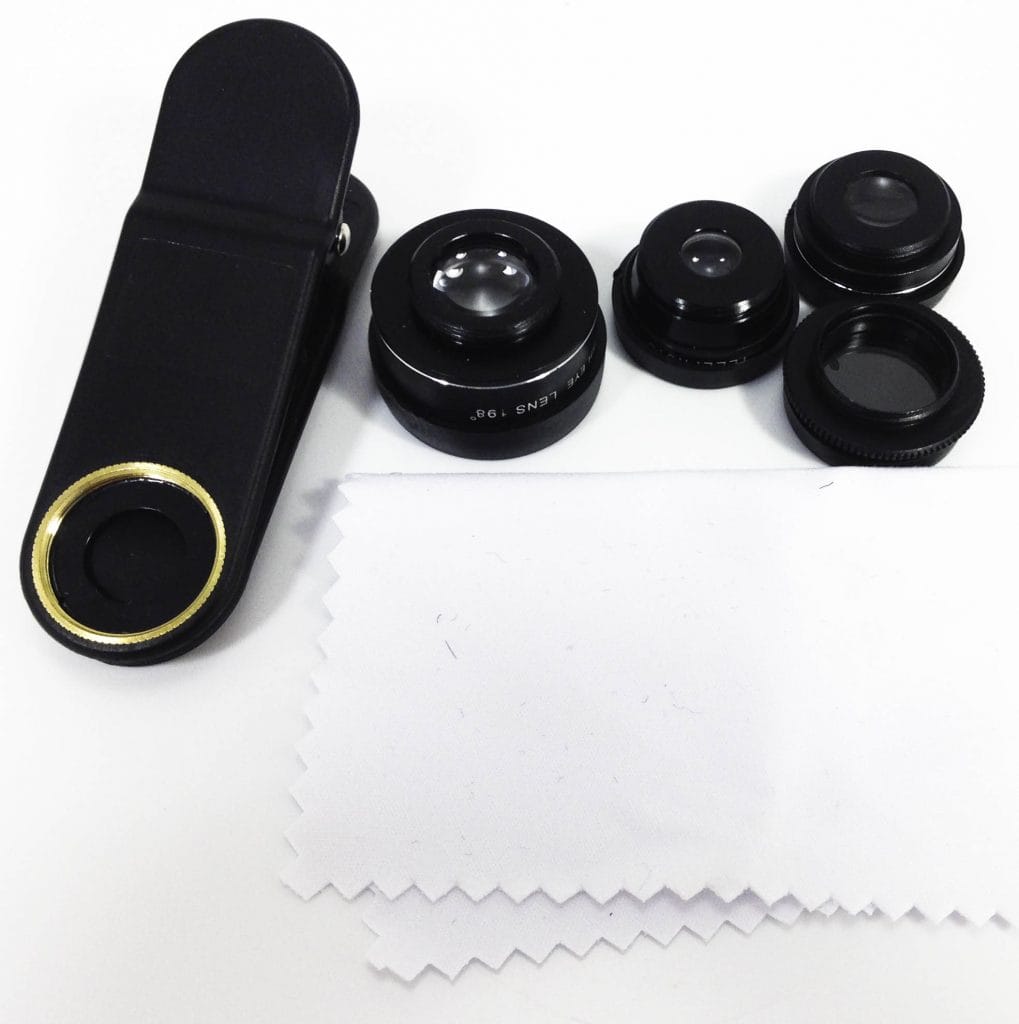 Hizek Mobile Phone Camera Lens Kit Image shows the contents in a laid out position.