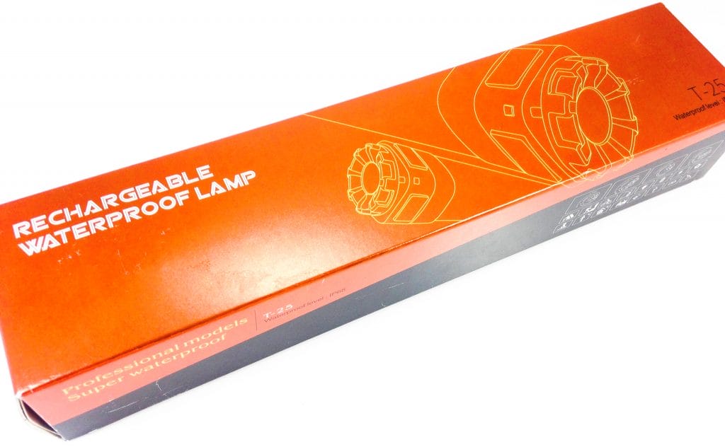 Image shows the outer box of the HUYOZOY Rechargeable Waterproof Lamp.