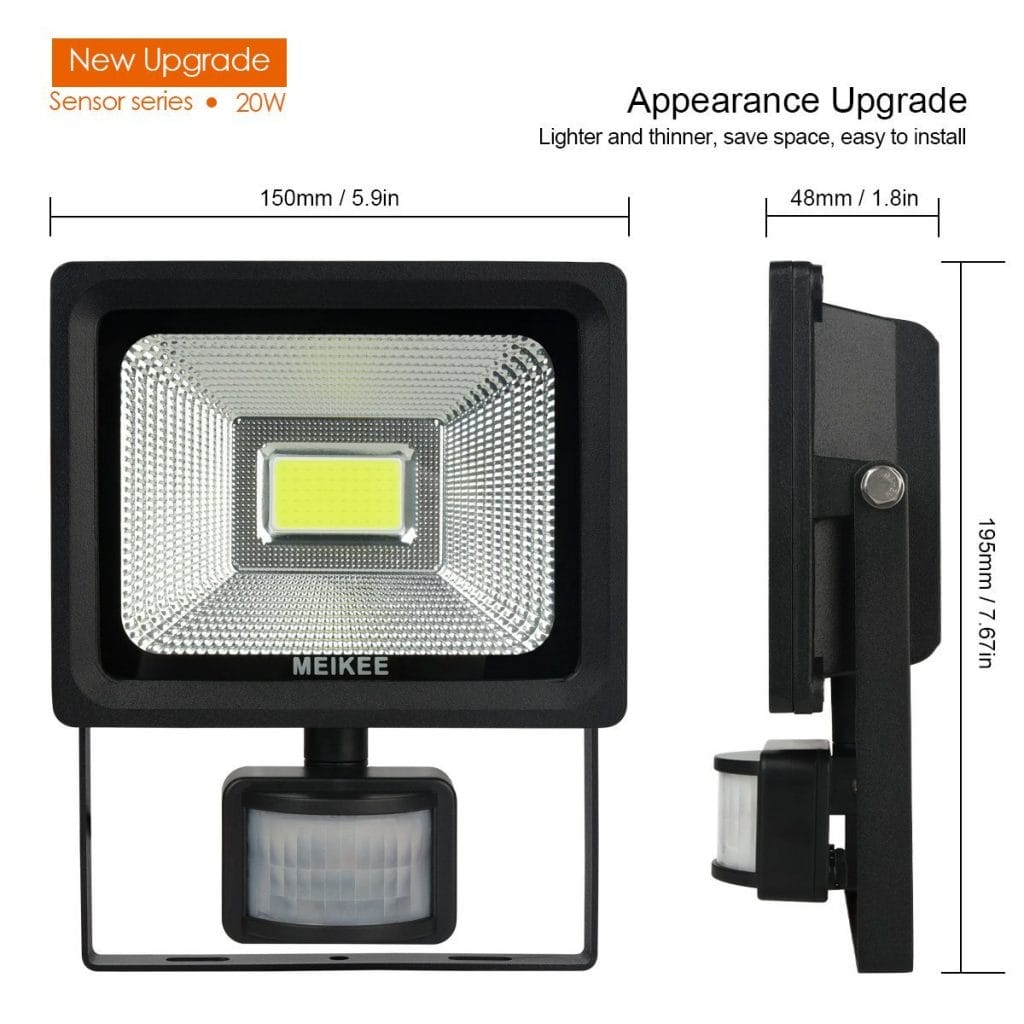 Dimensions image of the MEIKEE 20W LED Motion