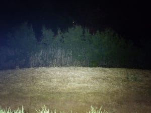 A photo of the LR12 illuminating a closer area.