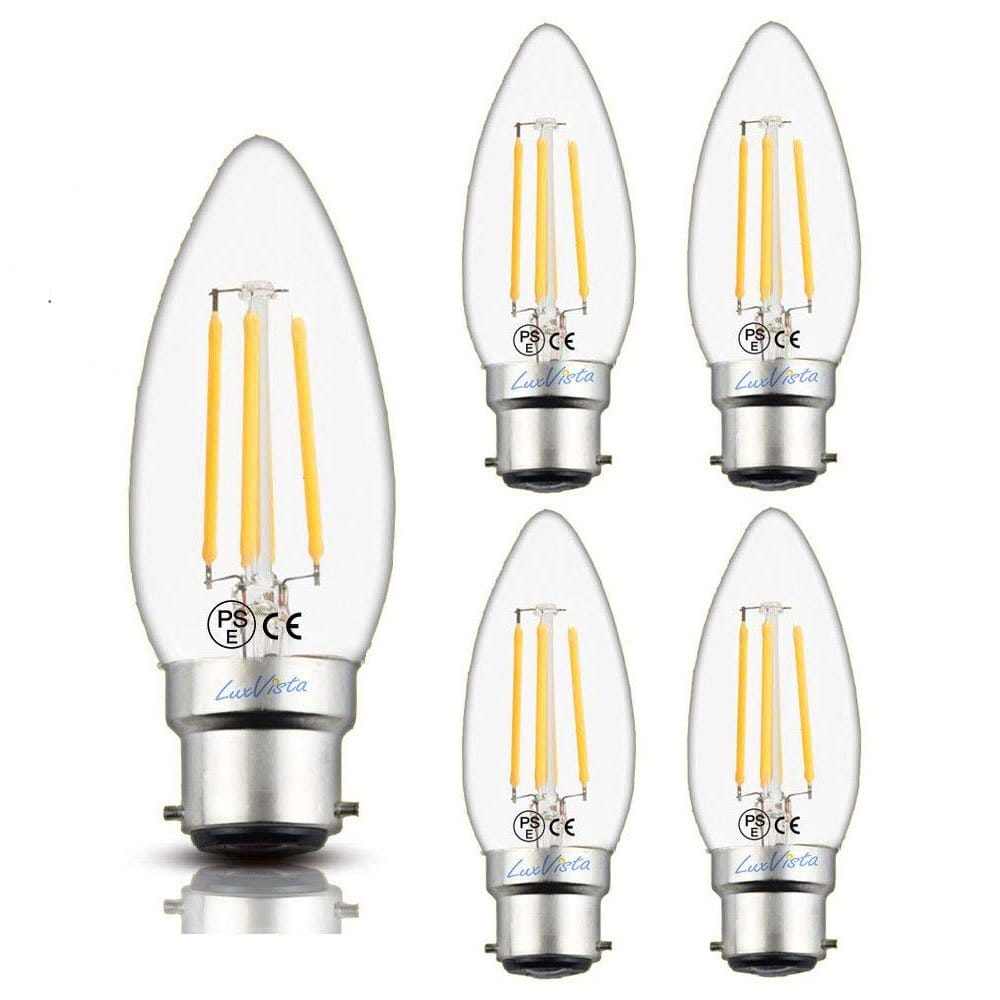 Luxvista B22 LED Filament Candle Light Bulbs