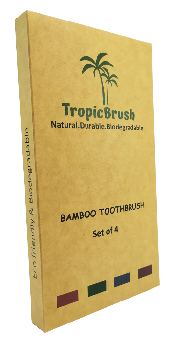 Image shows the outer packaging of the toothbrushes. 