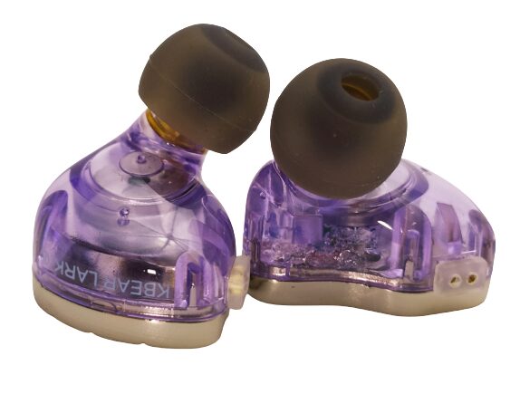 Image shows the earphones in the downward position.