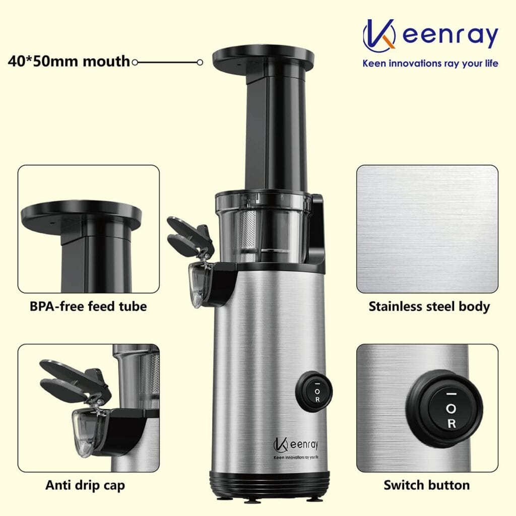 Image shows the different areas of interest of the juicer.