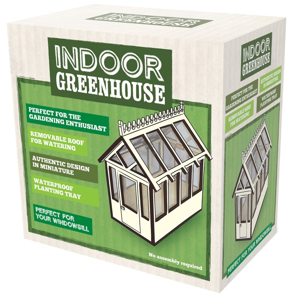 Image shows the outer retail box. There's an image of the greenhouse to the front.