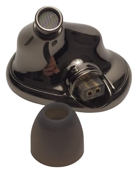 Image shows the IEM with an ear tip removed.