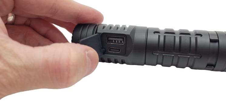 Image shows the USB cover in an open position.
