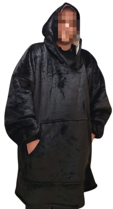 Image shows me wearing the blanket hoodie.