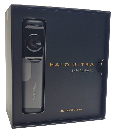 Road Angel Halo Ultra Image shows the dashcam in internal packaging.