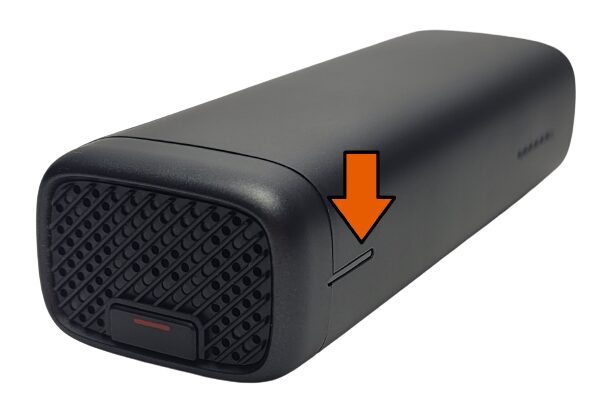 Road Angel Halo Ultra Image shows the user control button. There's an arrow pointing to the LED status light.