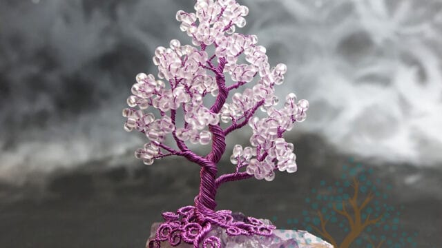 Frosty Violet bead and wire tree sculpture by Twysted Roots
