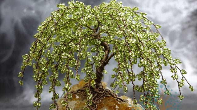 Rejuvenation; bead and wire willow tree on citrine by Twysted Roots