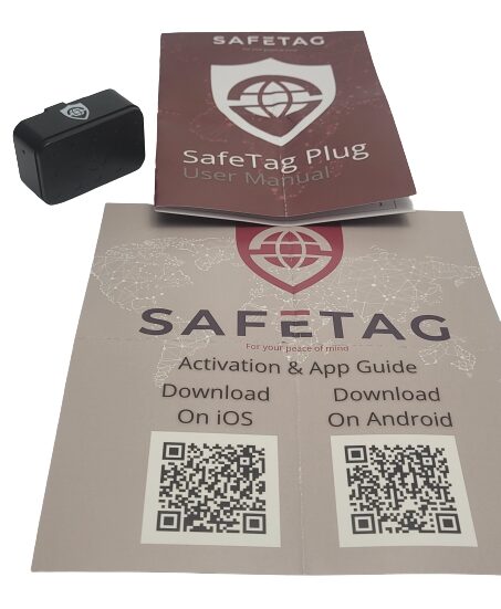 SafeTag Plug Image shows the included contents in a laid out position.