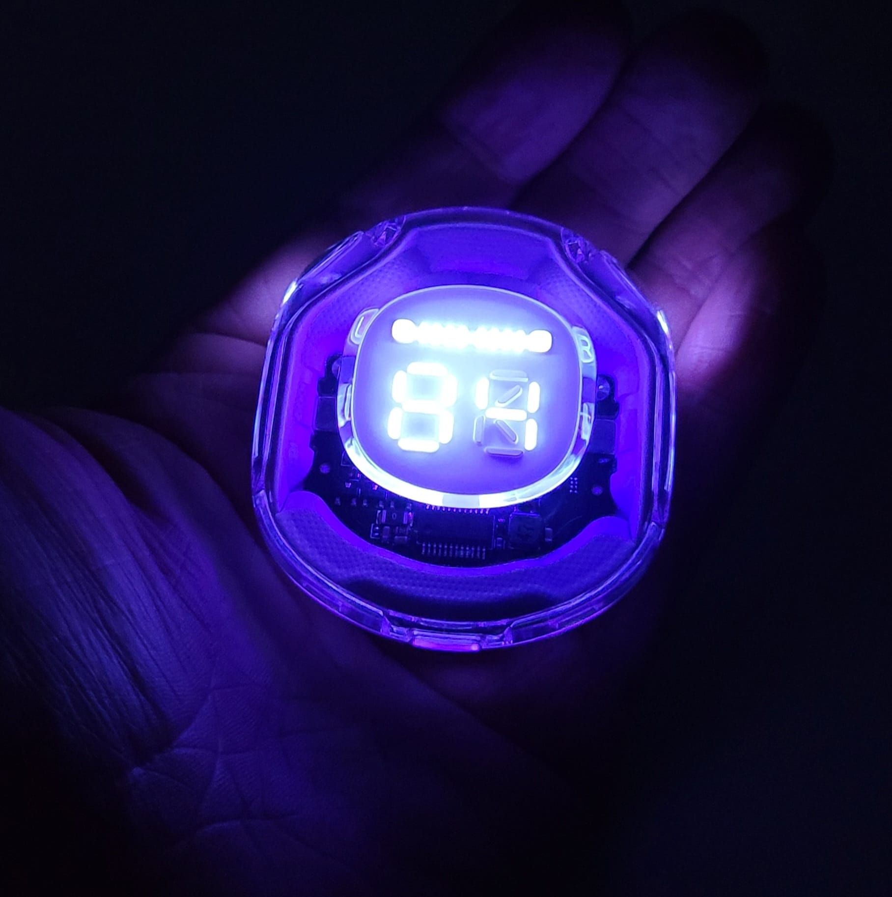 ACEFAST T8 Wireless Earbuds Image shows the cool lighting effect when charging.