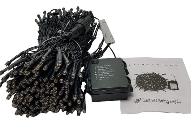 Avoalre Christmas String Lights Image shows the included contents in a laid out position.