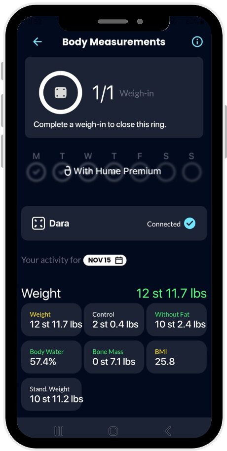 Image shows a screenshot for the Hume app.