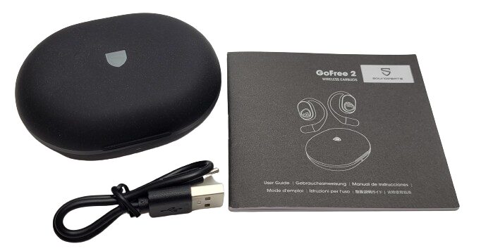 SoundPEATS GoFree 2 Image shows the included contents in a laid out position.