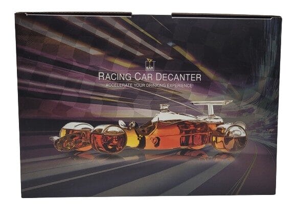 Bar Originale Racing Car Decanter Image shows the outer box. There's a decanter on the front shaped as a F1 car.