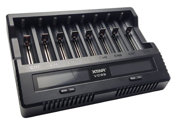 XTAR VC8S Charger Image shows the XTAR VC8S Charger in a laid down position.