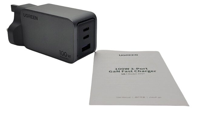 UGREEN Nexode Pro 100W USB C Charger Image shows the included contents of the UGREEN Nexode Pro 100W USB C Charger.