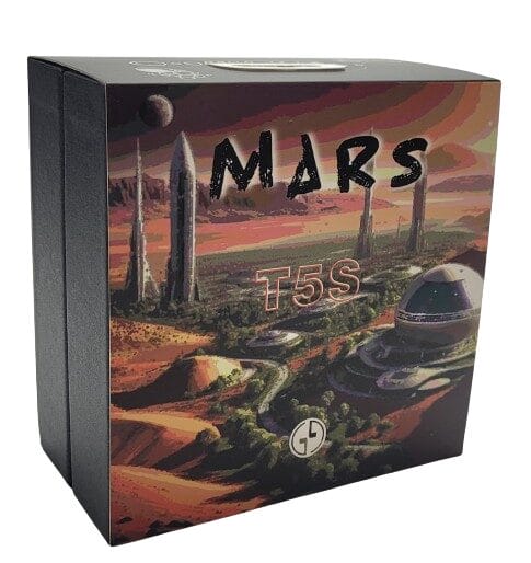 TINHIFI T5S IEM's Image shows the outer box of the TINHIFI T5S IEM's. There's a Mars scene on the front.