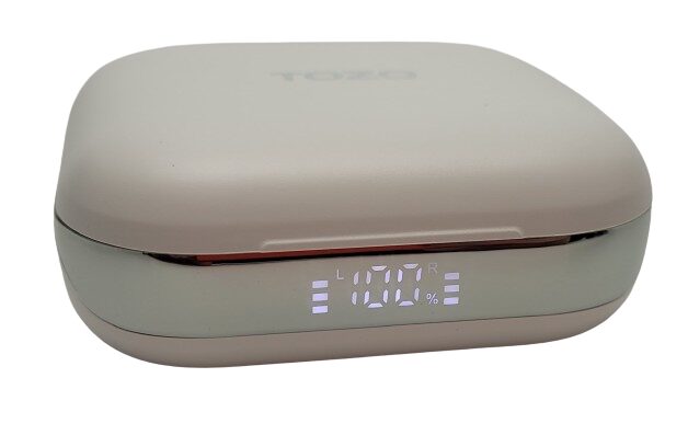 Image shows the LED charging status of the TOZO OpenEgo headphones.