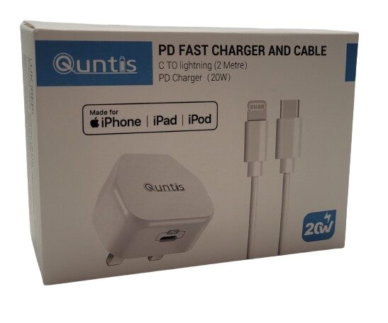 Quntis PD Fast Charger Image shows the outer box for the Quntis PD Fast Charger.