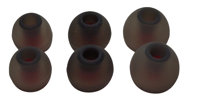 Image shows the three sized ear tips lined up from small to large.