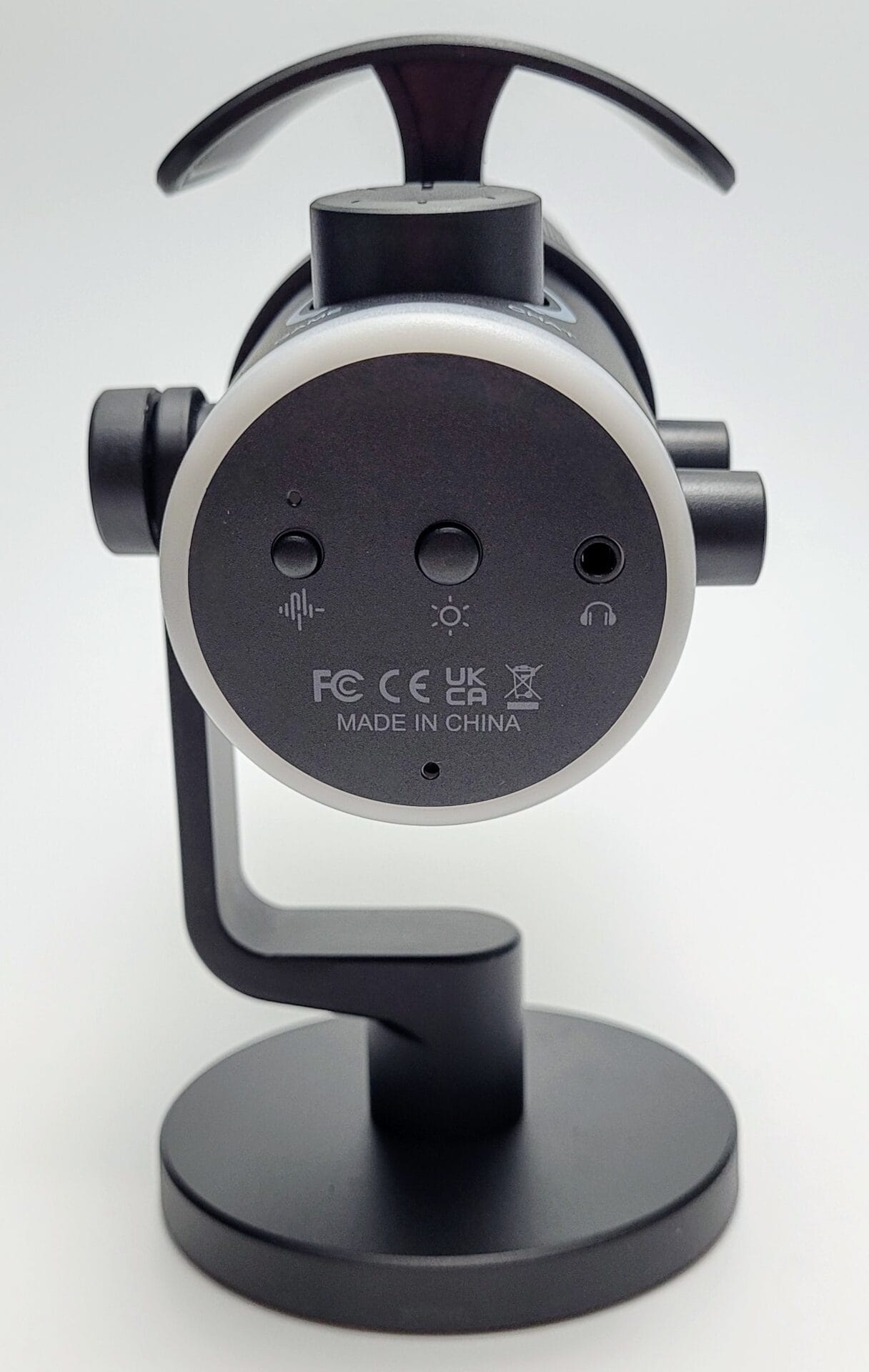 FIFINE Ampligame AM6 Microphone Image shows the underside buttons.