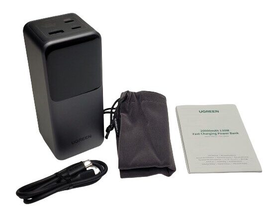 UGREEN Nexode Power Bank 130W Contents Image Image shows the included contents for 130W power bank in a laid out position