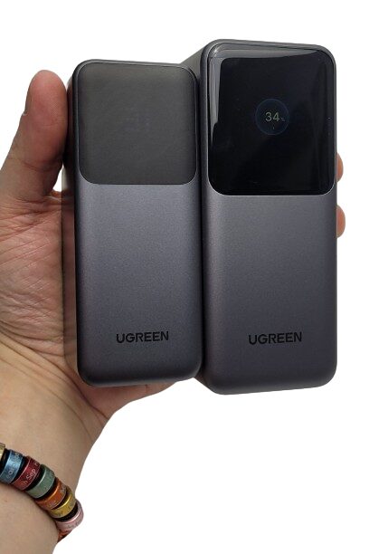 UGREEN Nexode Power Bank Image shows both power banks in my left hand.